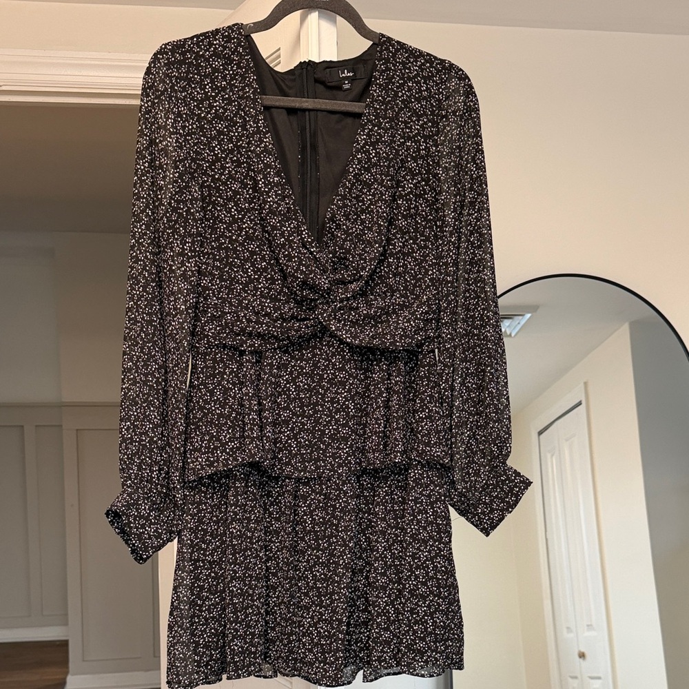 Lulu's Black and White Long Sleeve Dress
